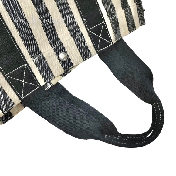 HERMES Striped 'Cannes' large Tote Fourre-tout bag + attached Hermès case - Picture 10 of 16